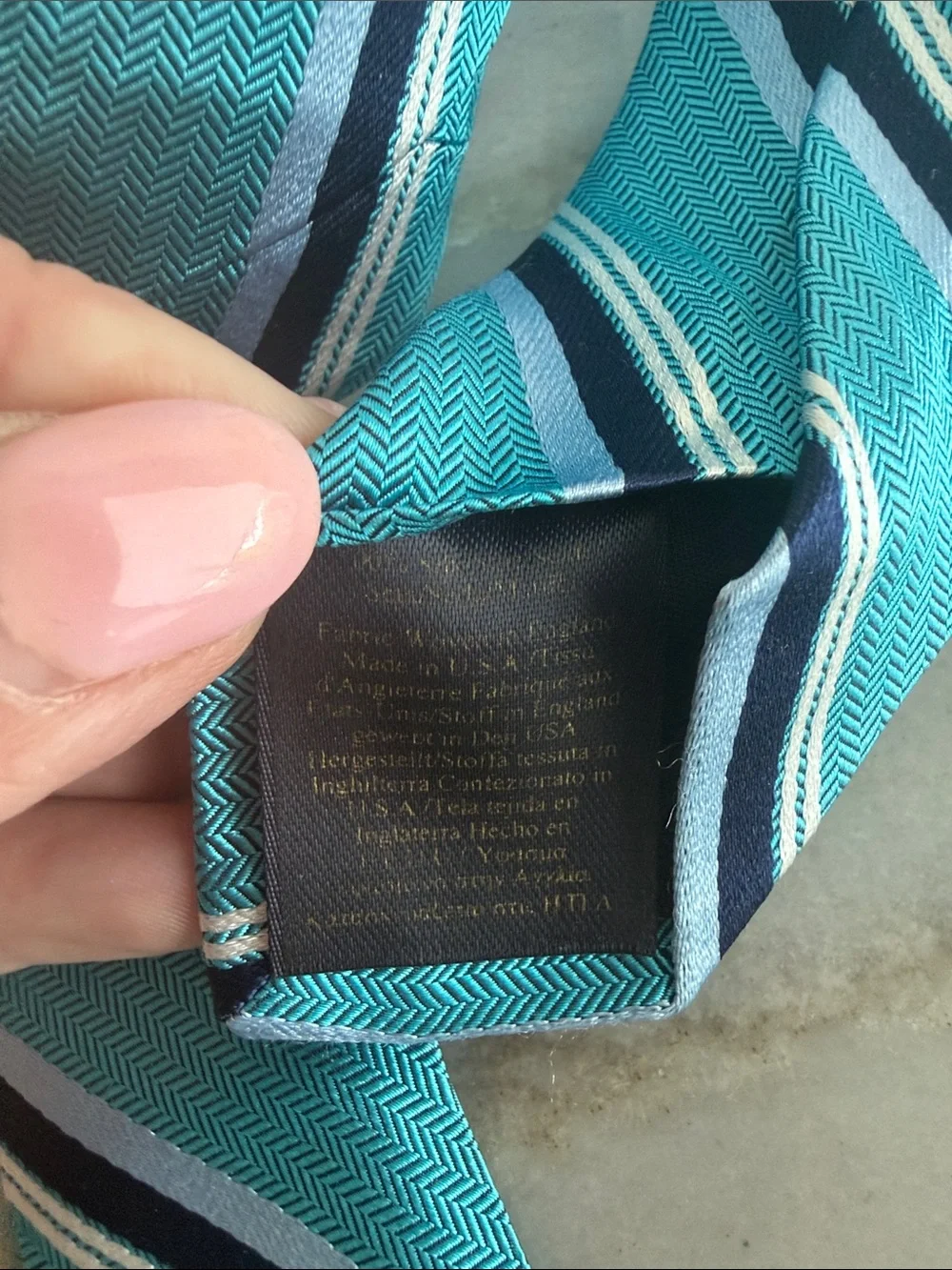 Brooks Brothers Teal Striped Silk Tie with Navy and White Accents